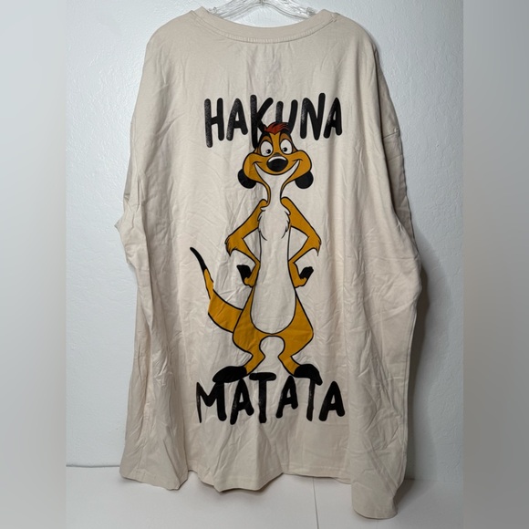 Lion King Sleeper Shirt Womens Plus Size 2XL Beige Simba Pumba  Pajama Rare 2009 - Picture 2 of 11